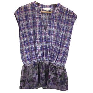 CAbi Women's Top S Purple Peplum Sleeveless V-Neck